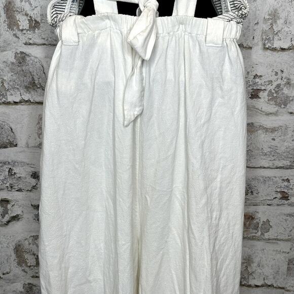 Free People Sienna Smocked Jumpsuit size S, tie back, missing belt, off white - Picture 11 of 15